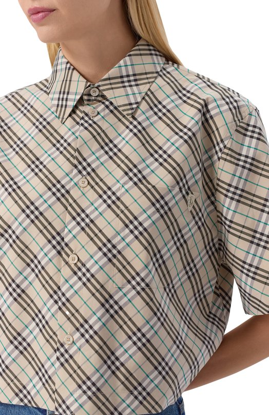 Хлопковая рубашка Burberry 8101121 Бежевый  8101121 Фото 5