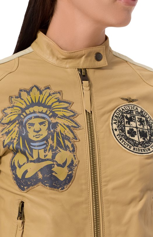 Кожаная куртка Aeronautica Militare 251PN6044DPL263 Бежевый  251PN6044DPL263 Фото 5