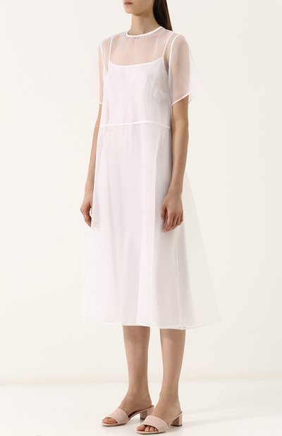 Шелковое платье-миди свободного кроя MANSUR GAVRIEL, арт. WWDVD007SI, фото 3