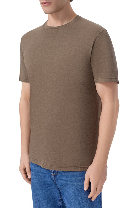Футболка из хлопка и кашемира Kiton UMK0872 Коричневый  UMK0872 Фото 3