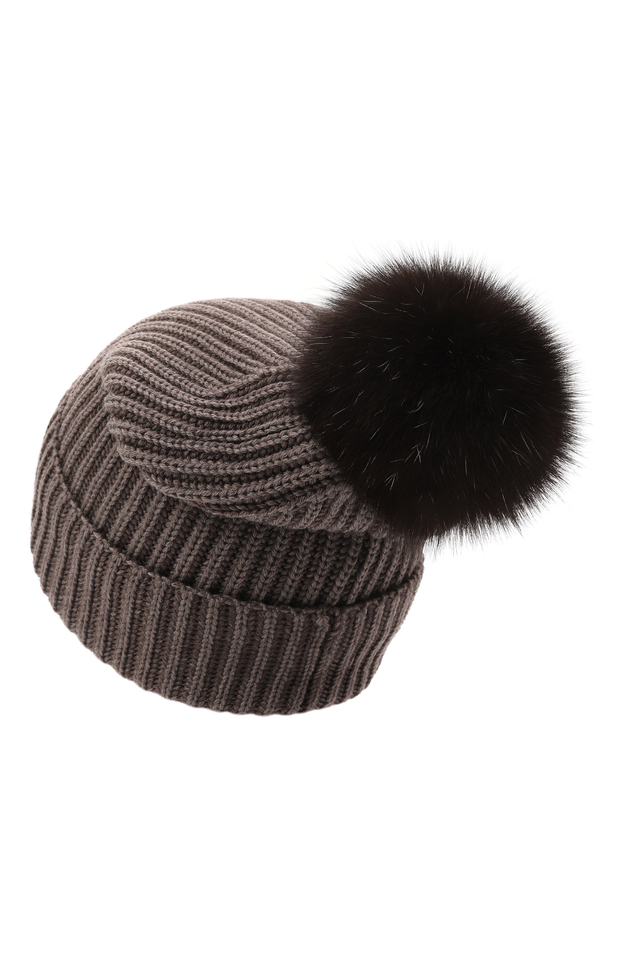 Шерстяная шапка с отделкой из соболя BLACK SABLE коричневого цвета по цене 57000 руб., арт. BS-47CC11, фото 2 Шерстяная шапка с отделкой из соболя BLACK SABLE, арт. BS-47CC11, фото 2