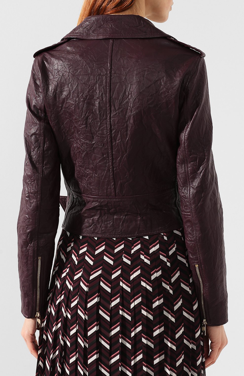 Кожаная куртка MICHAEL MICHAEL KORS бордового цвета по цене 46050 руб., арт. MH82HYG2A3, фото 4 Кожаная куртка MICHAEL MICHAEL KORS, арт. MH82HYG2A3, фото 4