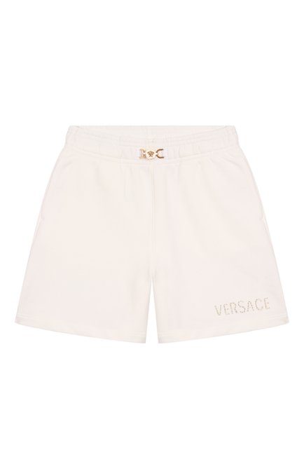 Детские хлопковые шорты VERSACE молочного цвета, арт. 1018204/1A13092/8A-14A | Фото 1 (Нос: Не проставлено; Материал сплава: Проставлено; Материал подклада: Синтетический материал; Материал внешний: Хлопок)