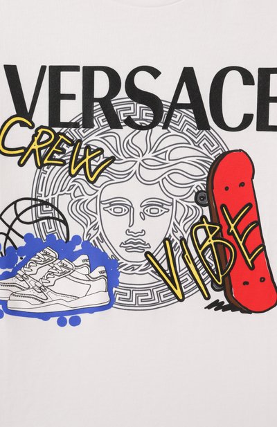 Хлопковая футболка VERSACE белого цвета по цене 18550 руб., арт. 1018293/1A13078, фото 3 Хлопковая футболка VERSACE, арт. 1018293/1A13078, фото 3