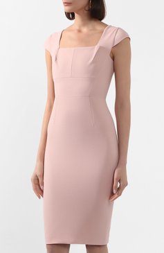 Женское платье ROLAND MOURET розового цвета, арт. EW20/S1761/F2196 | Фото 3 (Материал подклада: Синтетический материал; Длина Ж (юбки, платья, шорты): До колена; Рукава: Короткие; Материал внешний: Синтетический материал; Женское Кросс-КТ: Платье-одежда, платье-футляр; Случай: Формальный; Драгоценные камни: Проставлено; Материал сплава: Проставлено)