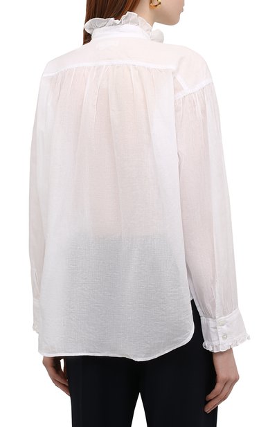 Хлопковая блузка ISABEL MARANT ETOILE белого цвета по цене 32950 руб., арт. HT1820-22P036E/PAMIAS, фото 4 Хлопковая блузка ISABEL MARANT ETOILE, арт. HT1820-22P036E/PAMIAS, фото 4
