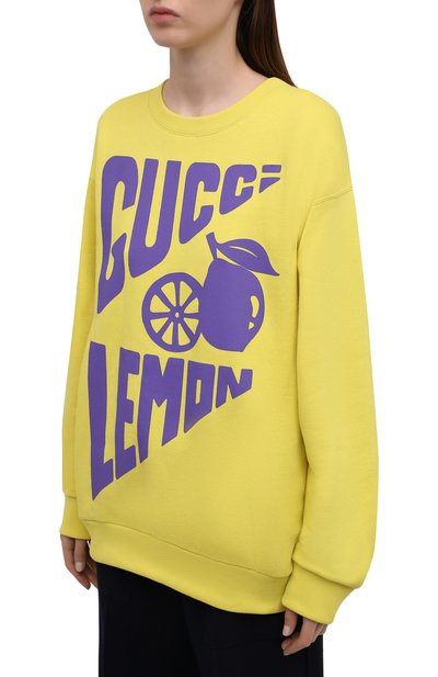 Хлопковый свитшот GUCCI желтого цвета по цене 113760 руб., арт. 617964/XJDZC, фото 3 Хлопковый свитшот GUCCI, арт. 617964/XJDZC, фото 3