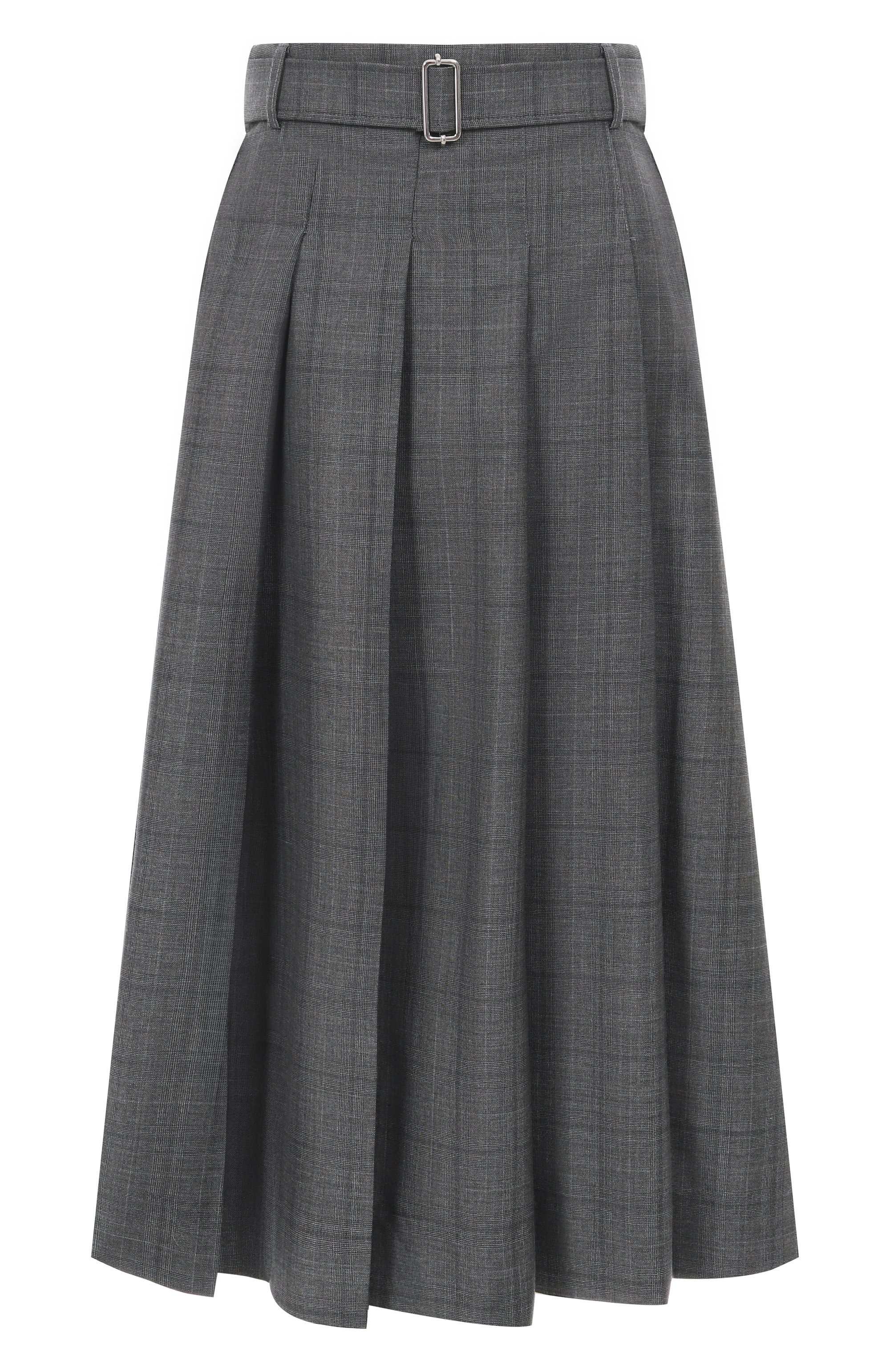 Шерстяная юбка OFFICINE GENERALE серого цвета по цене 79950 руб., арт. W25WSKT150, фото 1 Шерстяная юбка OFFICINE GENERALE, арт. W25WSKT150, фото 1