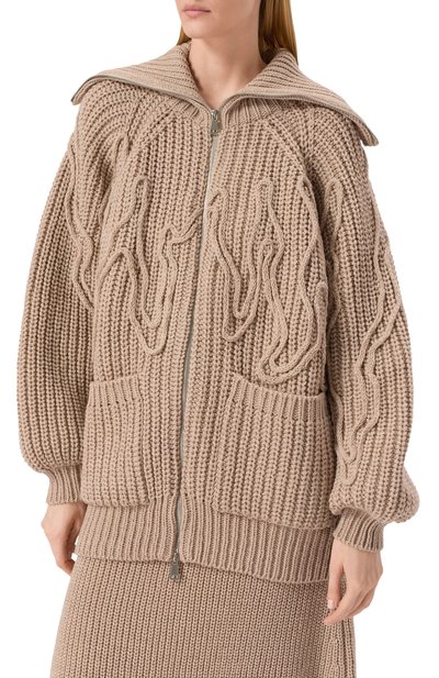 Шерстяной кардиган AKHMADULLINA бежевого цвета по цене 159900 руб., арт. 1125.2KZ630/W637, фото 3 Шерстяной кардиган AKHMADULLINA, арт. 1125.2KZ630/W637, фото 3