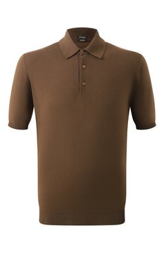 Мужское хлопковое поло KITON коричневого цвета, арт. UMKXX33256S | Фото 1 (Рукава: Короткие; Длина (для топов): Стандартные; Материал внешний: Хлопок; Стили: Кэжуэл; Принт: Без принта; Кросс-КТ: Трикотаж; Застежка: Пуговицы)