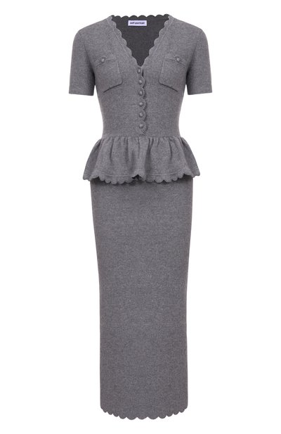 Женское платье из хлопка и шерсти SELF-PORTRAIT, арт. RS26106MGR