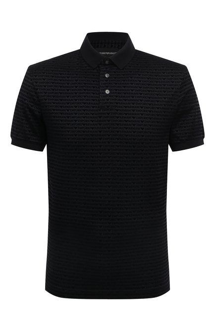 Мужское поло EMPORIO ARMANI темно-синего цвета, арт. 6D1F79/1J0SZ | Фото 1 (Материал внешний: Лиоцелл, Растительное волокно, Хлопок; Длина (для топов): Стандартные; Драгоценные камни: Проставлено; Материал сплава: Проставлено; Рукава: Короткие)