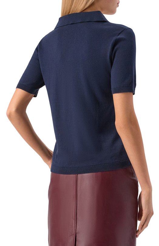 Поло из шелка и хлопка Weekend Max Mara R0NC0L0 Синий  R0NC0L0 Фото 4