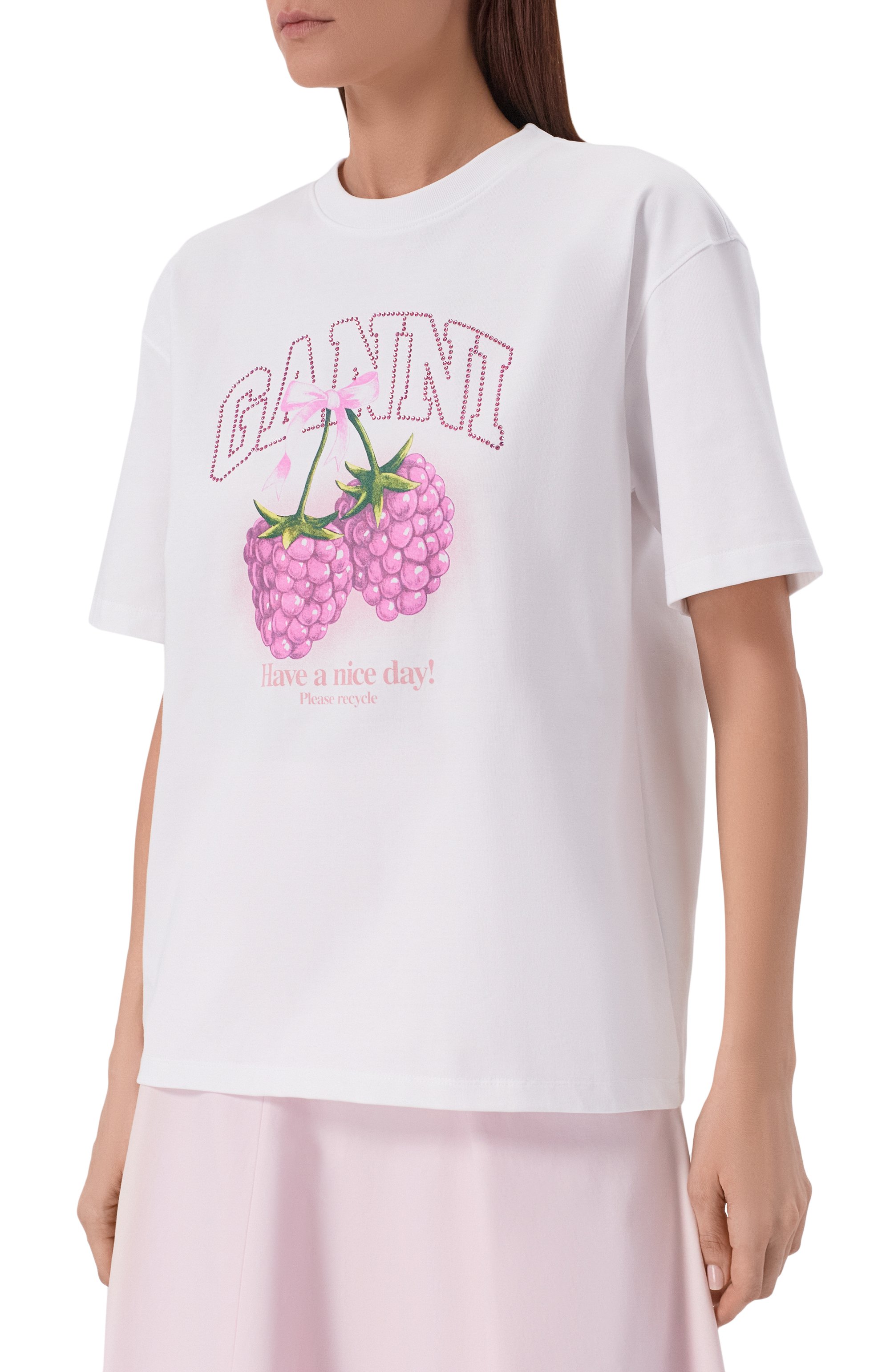 Хлопковая футболка GANNI, арт. A1050140, фото 3