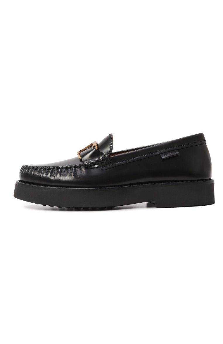 Женские кожаные лоферы TOD’S черного цвета, арт. XXW54K0HN90/SHA | Фото 4 (Материал сплава: Проставлено; Каблук высота: Низкий; Материал внешний: Натуральная кожа; Подошва: Платформа; Материал внутренний: Натуральная кожа; Драгоценные камни: Проставлено)