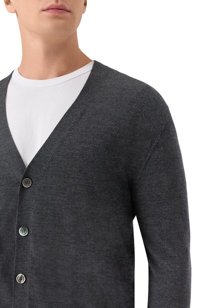 Кардиган из шерсти и шелка 12 STOREEZ темно-серого цвета по цене 19000 руб., арт. 126560, фото 5 Кардиган из шерсти и шелка 12 STOREEZ, арт. 126560, фото 5