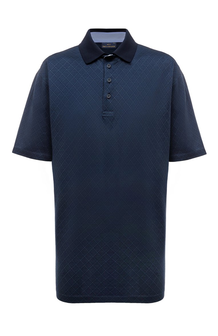Мужское хлопковое по�ло PAUL&SHARK темно-синего цвета, арт. 24411293/3XL-6XL | Фото 1 (Материал внешний: Хлопок; Рукава: Короткие; Длина (для топов): Удлиненные; Стили: Кэжуэл; Застежка: Пуговицы; Принт: Без принта; Мужское Кросс-КТ: Футболка-одежда; Автоматизация состава: Проставлено; Автоматизация ТО: Проставлено)