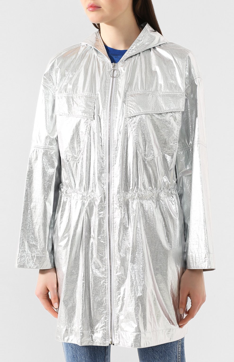 Парка с капюшоном STELLA MCCARTNEY серебряного цвета по цене 97050 руб., арт. 600546/S0B17, фото 3 Парка с капюшоном STELLA MCCARTNEY, арт. 600546/S0B17, фото 3