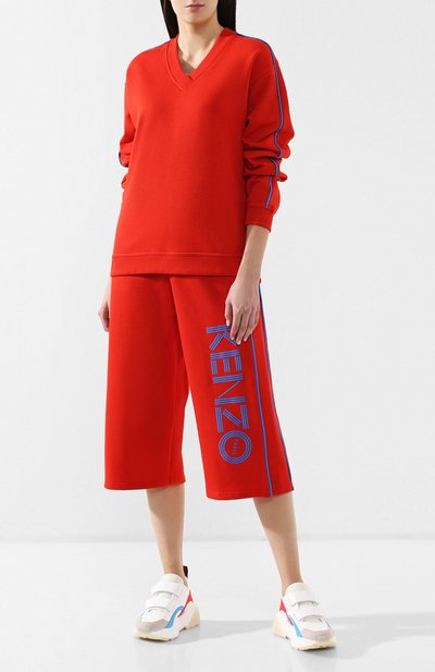 Хлопковый пуловер KENZO красного цвета по цене 27550 руб., арт. 2SW774952, фото 2 Хлопковый пуловер KENZO, арт. 2SW774952, фото 2