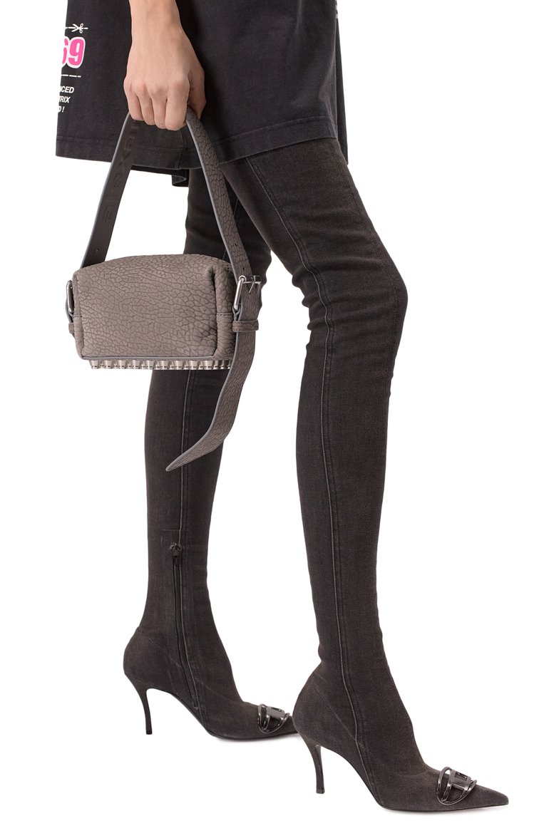 Женская сумка ricco small ALEXANDER WANG серого цвета, арт. 20125K21L | Фото 2 (Размер: small; Материал: Натуральная кожа; Ремень/цепочка: На ремешке)