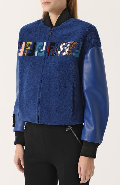 Бомбер из овчины с кожаными рукавами FENDI, арт. FM5160/40R, фото 3
