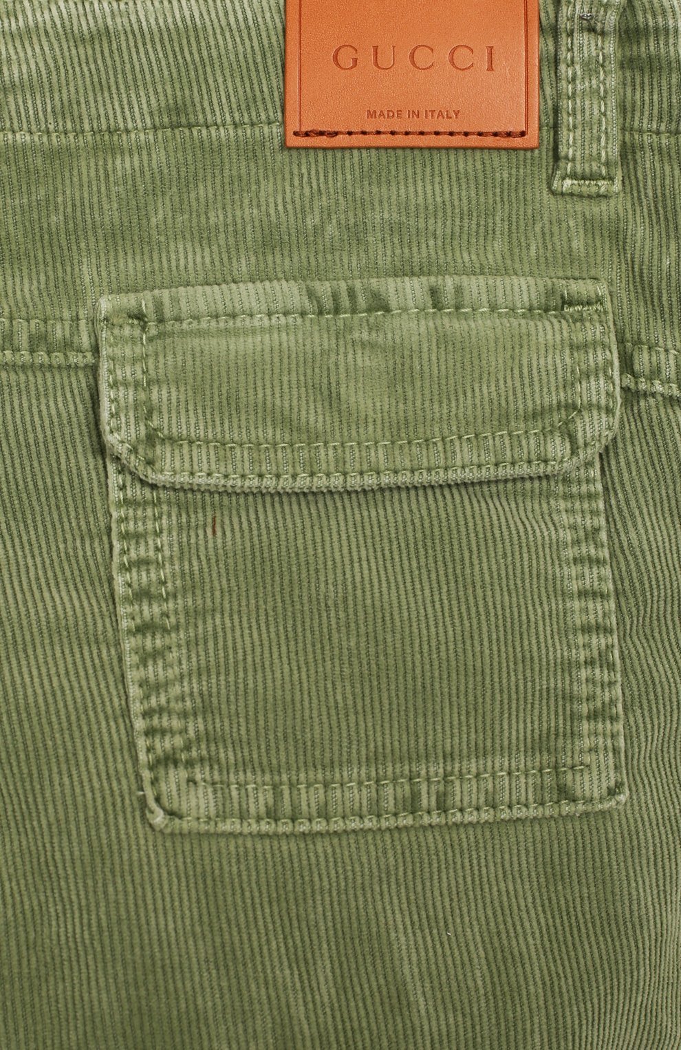 Вельветовые брюки GUCCI хаки цвета по цене 33650 руб., арт. 566099/XDANV, фото 3 Вельветовые брюки GUCCI, арт. 566099/XDANV, фото 3