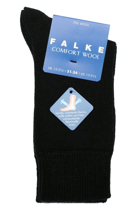 Детские утепленные носки comfort wool FALKE черного цвета, арт. 10488 | Фото 1 (Материал: Шерсть, Текстиль; Статус проверки: Проверено, Проверена категория; Кросс-КТ: Носки, Школьные аксессуары)