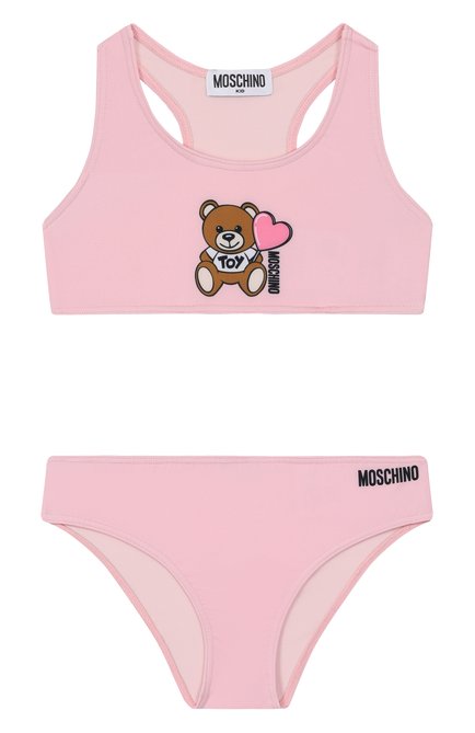 Детского раздельный купальник MOSCHINO светло-розового цвета, арт. HAL00P/LKA00/10-14 | Фото 1 (Нос: Не проставлено; Материал внешний: Синтетический материал; Материал сплава: Проставлено)