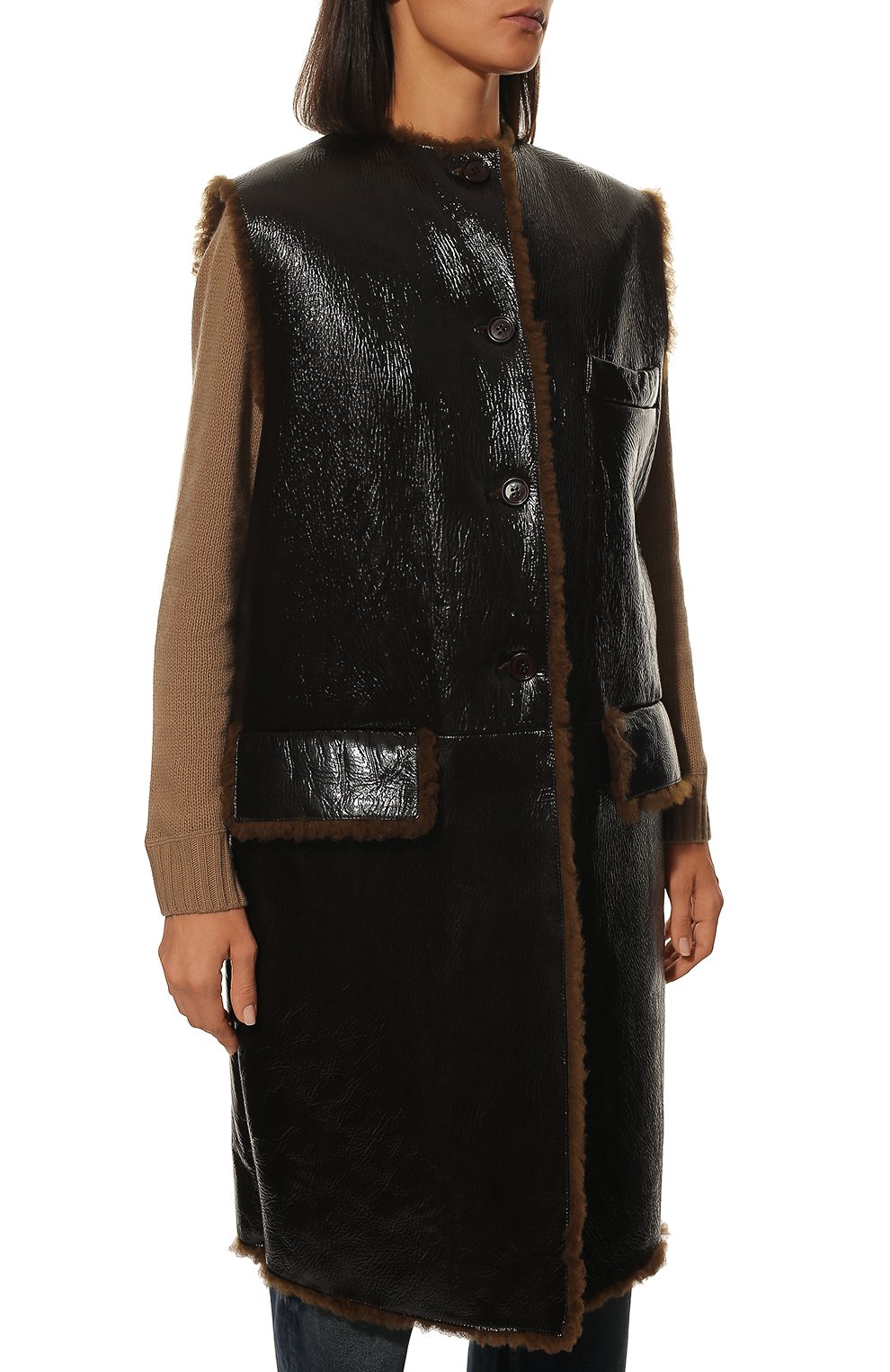 Дубленка без рукавов из овчины PRADA, арт. 59410M-32O-F0AT3, фото 3