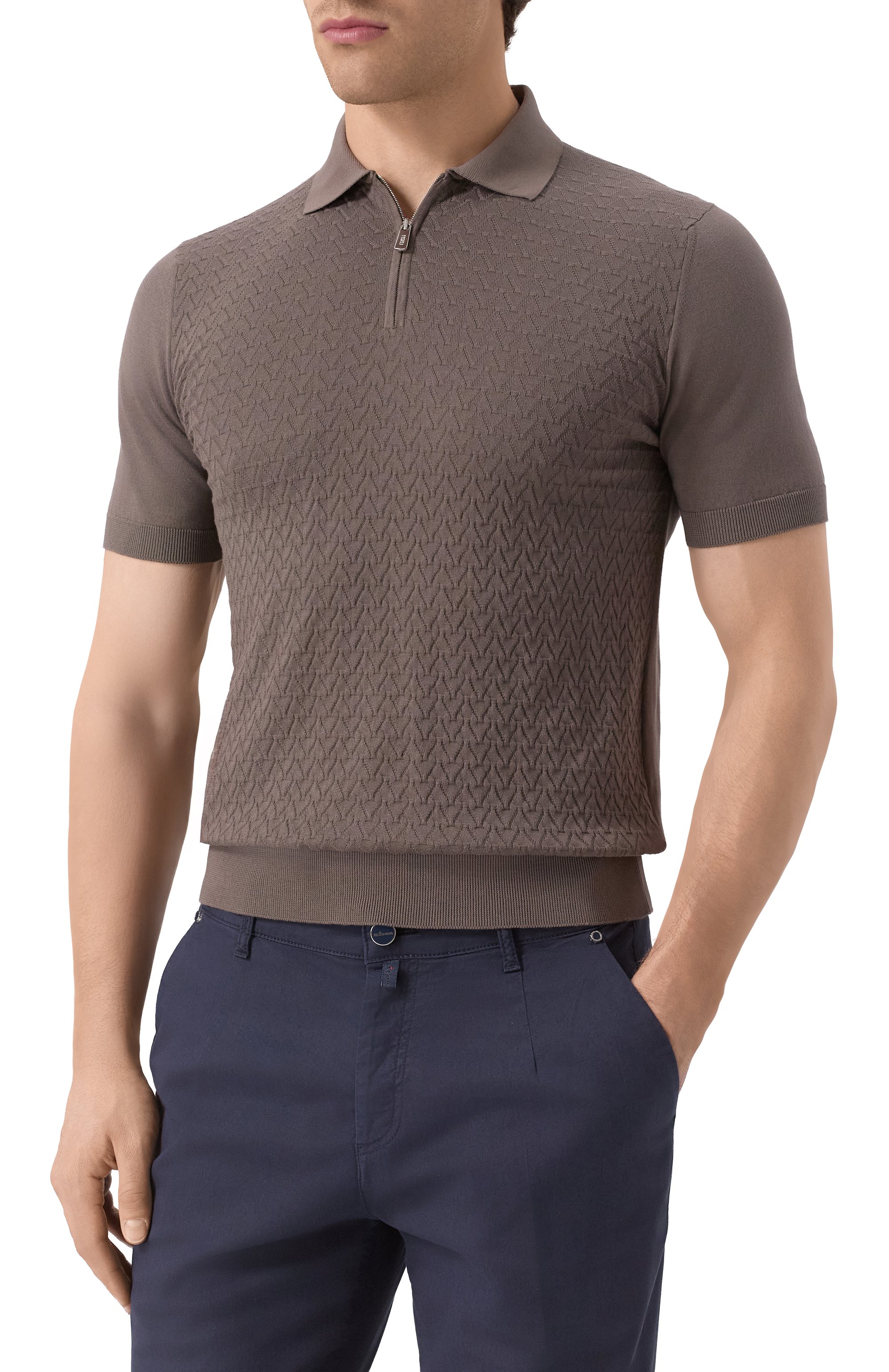 Хлопковое поло FEDELI темно-коричневого цвета по цене 67600 руб., арт. 8UED5921, фото 3 Хлопковое поло FEDELI, арт. 8UED5921, фото 3