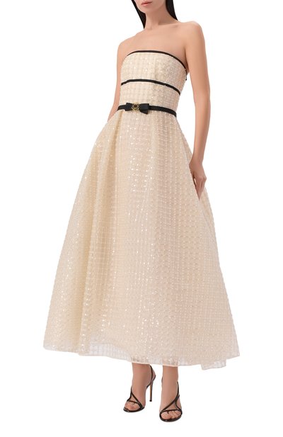 Платье с отделкой пайетками ELIE SAAB кремового цвета по цене 744500 руб., арт. D0788NR26/TU023, фото 2 Платье с отделкой пайетками ELIE SAAB, арт. D0788NR26/TU023, фото 2