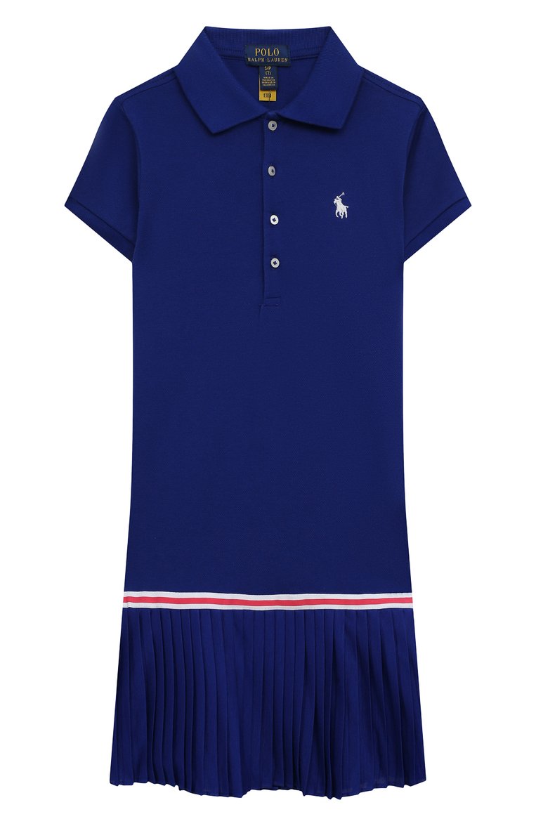 Детское хлопковое платье POLO RALPH LAUREN синего цвета, арт. 313862334 | Фото 1 (Материал внешний: Хлопок; Рукава: Короткие; Девочки Кросс-КТ: Платье-одежда; Случай: Повседневный; Драгоценные камни: Проставлено; Материал сплава: Проставлено; Ростовка одежда: 12 лет | 152 см, 9 лет | 134 см, 8 лет | 128 см)