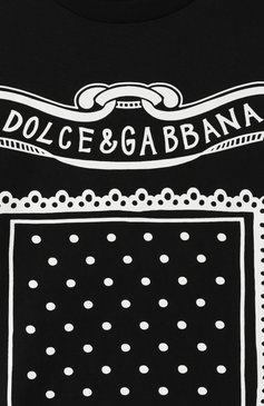 Детская хлопковая футболка DOLCE & GABBANA черно-белого цвета, арт. L4JTHV/G70K4/2-6 | Фото 3 (Драгоценные камни: Проставлено; Рукава: Короткие; Материал сплава: Проставлено; Мальчики Кросс-КТ: Футболка-одежда; Материал внешний: Хлопок; Ростовка одежда: 4 года | 104 см, 5 лет | 110 см, 6 лет | 116 см, 2 года | 92 см, 3 года | 98 см)