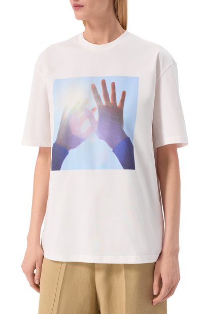 Хлопковая футболка JIL SANDER белого цвета по цене 49800 руб., арт. J03GC0157/J20361, фото 3 Хлопковая футболка JIL SANDER, арт. J03GC0157/J20361, фото 3