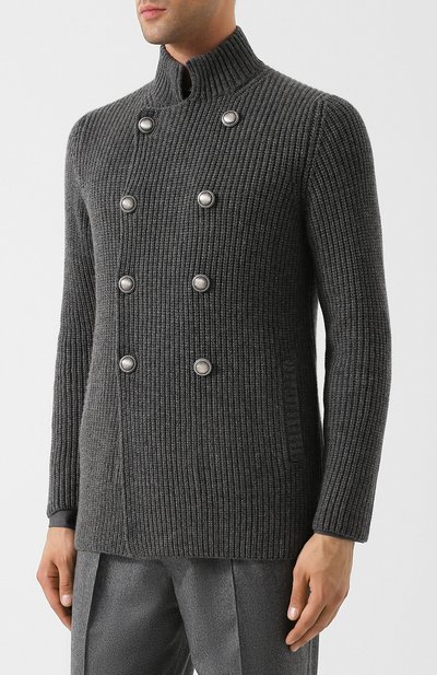 Двубортный кардиган из кашемира на пуговицах с воротником-стойкой BRUNELLO CUCINELLI, арт. M2255501, фото 3