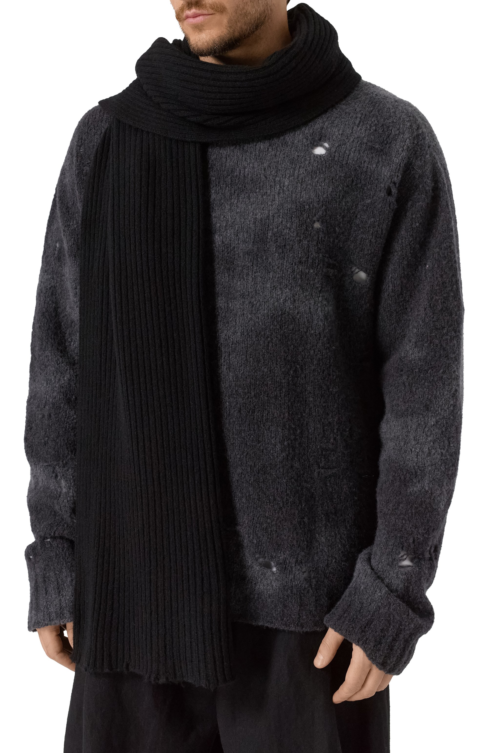 Кашемировый шарф UMA WANG черного цвета по цене 54050 руб., арт. UK0050/M, фото 2 Кашемировый шарф UMA WANG, арт. UK0050/M, фото 2