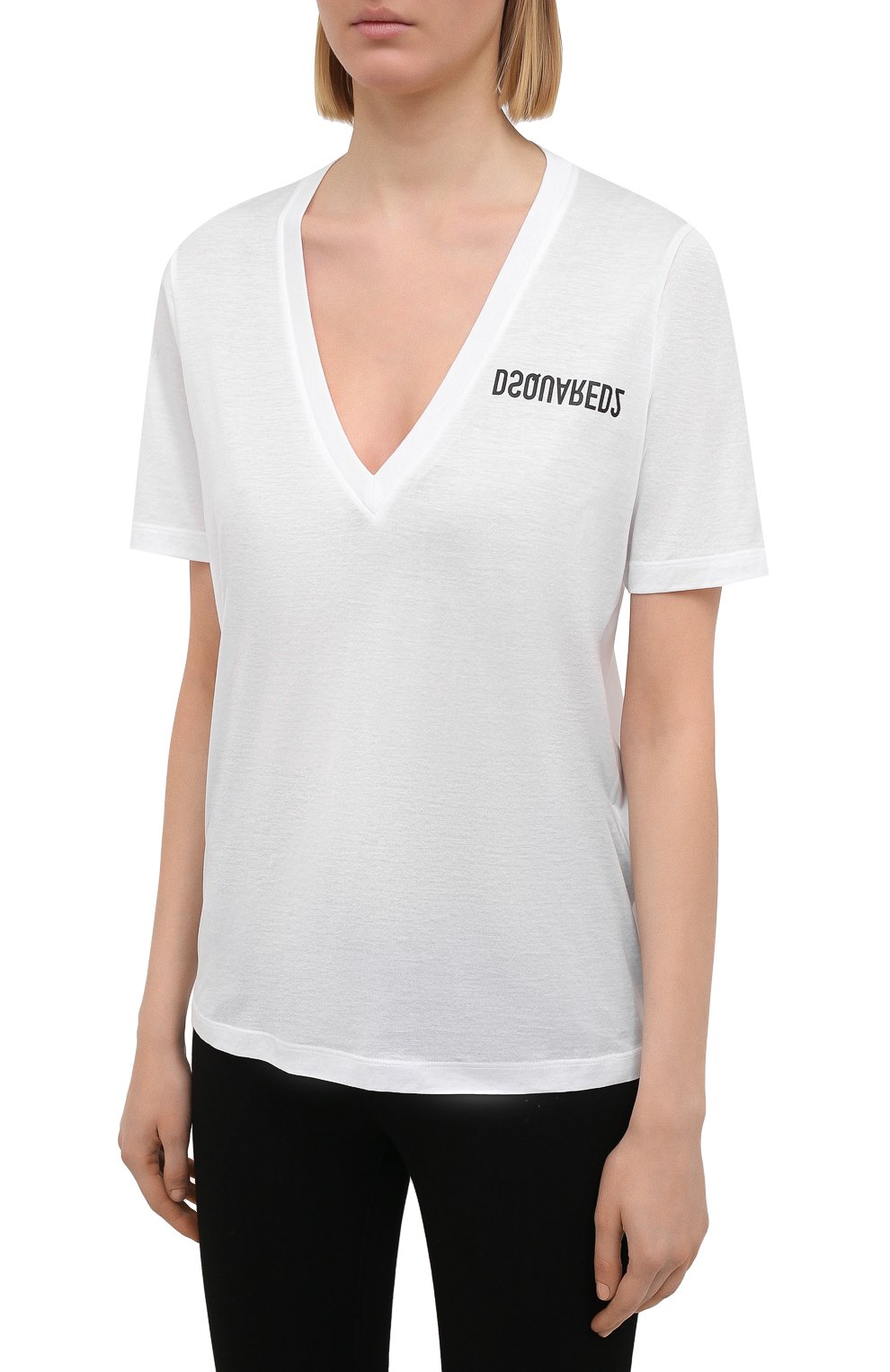 Хлопковая футболка DSQUARED2 белого цвета по цене 24050 руб., арт. S75GD0157/S23848, фото 3 Хлопковая футболка DSQUARED2, арт. S75GD0157/S23848, фото 3