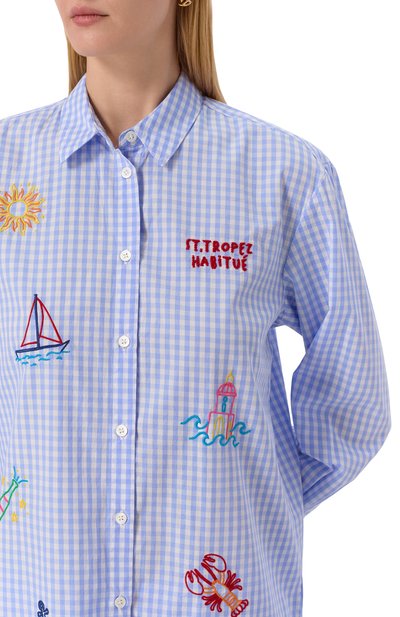 Хлопковая рубашка MC2 SAINT BARTH голубого цвета по цене 27250 руб., арт. STBW BRIGITTE/00067H, фото 5 Хлопковая рубашка MC2 SAINT BARTH, арт. STBW BRIGITTE/00067H, фото 5