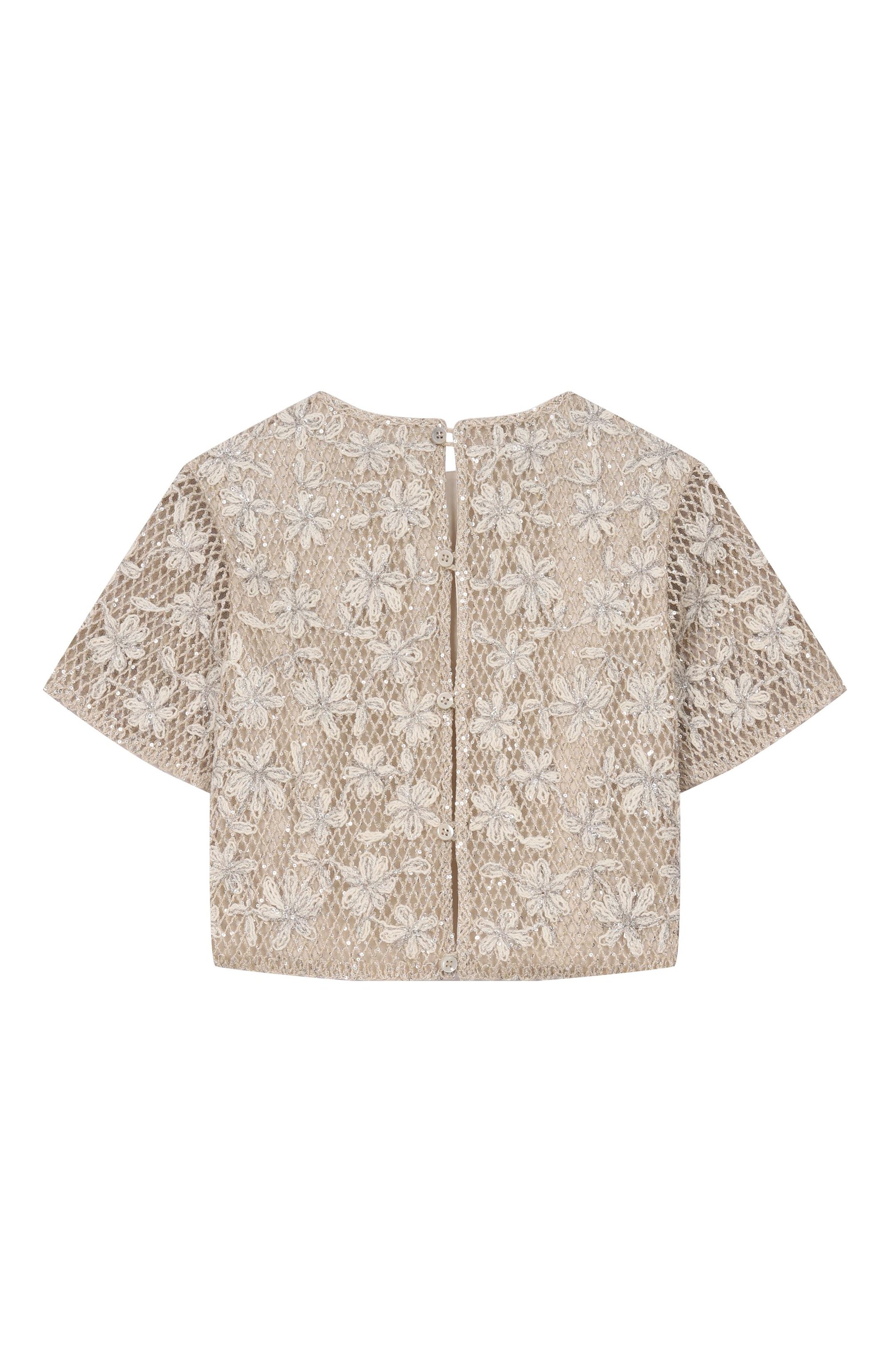 Блузка с отделкой пайетками BRUNELLO CUCINELLI бежевого цвета по цене 78400 руб., арт. BA156S016C, фото 2 Блузка с отделкой пайетками BRUNELLO CUCINELLI, арт. BA156S016C, фото 2