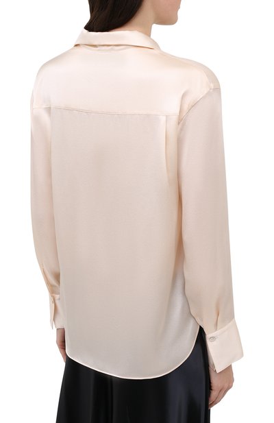 Шелковая рубашка VINCE бежевого цвета по цене 38250 руб., арт. V718012413, фото 4 Шелковая рубашка VINCE, арт. V718012413, фото 4