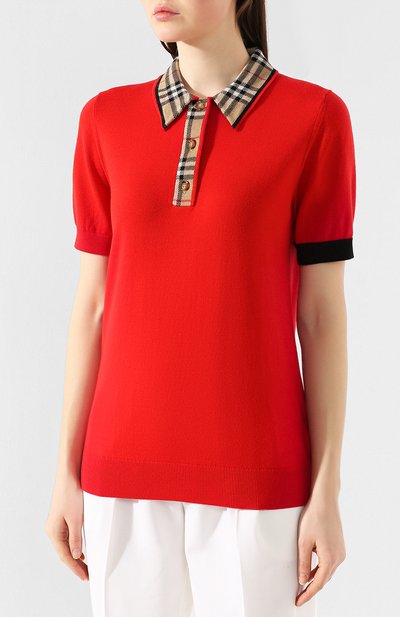 Шерстяное поло BURBERRY красного цвета по цене 64100 руб., арт. 8023891, фото 3 Шерстяное поло BURBERRY, арт. 8023891, фото 3
