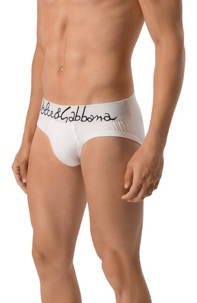 Хлопковые брифы DOLCE & GABBANA белого цвета по цене 10900 руб., арт. M3F31J/0NP20, фото 2 Хлопковые брифы DOLCE & GABBANA, арт. M3F31J/0NP20, фото 2