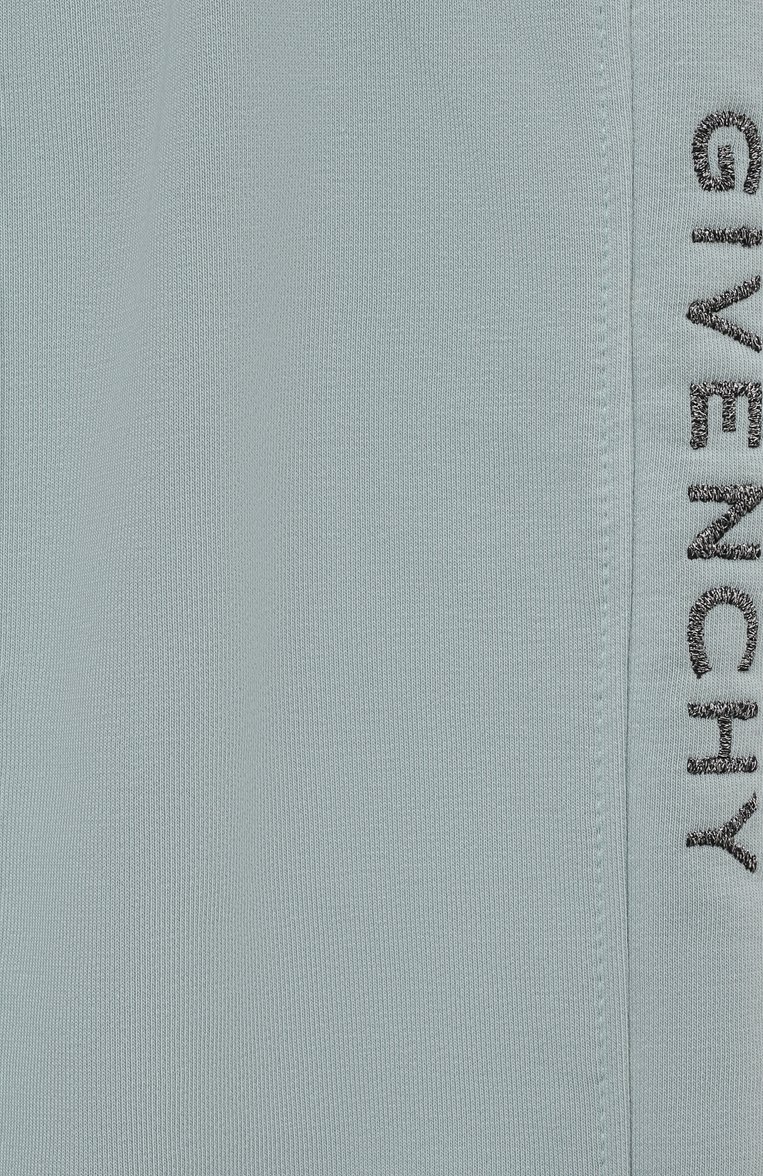 Детские хлопковые брюки GIVENCHY бирюзового цвета, арт. H14216/12+/14 | Фото 3 (Материал внешний: Хлопок; Нос: Не проставлено; Случай: Повседневный; Ростовка одежда: 13 - 15 лет | 158 см)