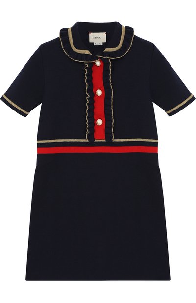 Шерстяное мини-платье с оборками и металлизированной отделкой GUCCI, арт. 478566/X9B21, фото 1