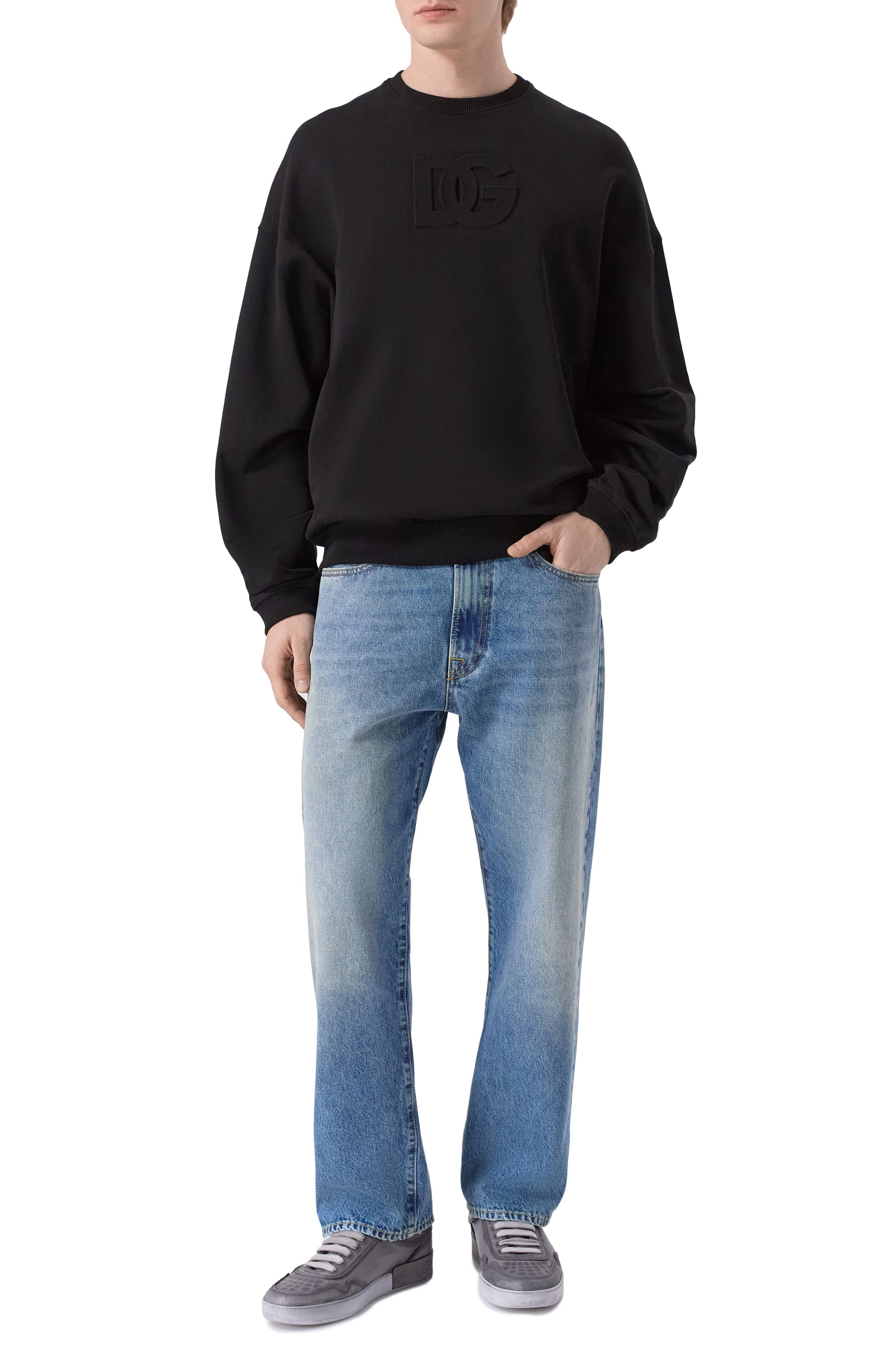 Кожаные кеды portofino DOLCE & GABBANA серого цвета по цене 89950 руб., арт. CS2378/AW467, фото 2 Кожаные кеды portofino DOLCE & GABBANA, арт. CS2378/AW467, фото 2