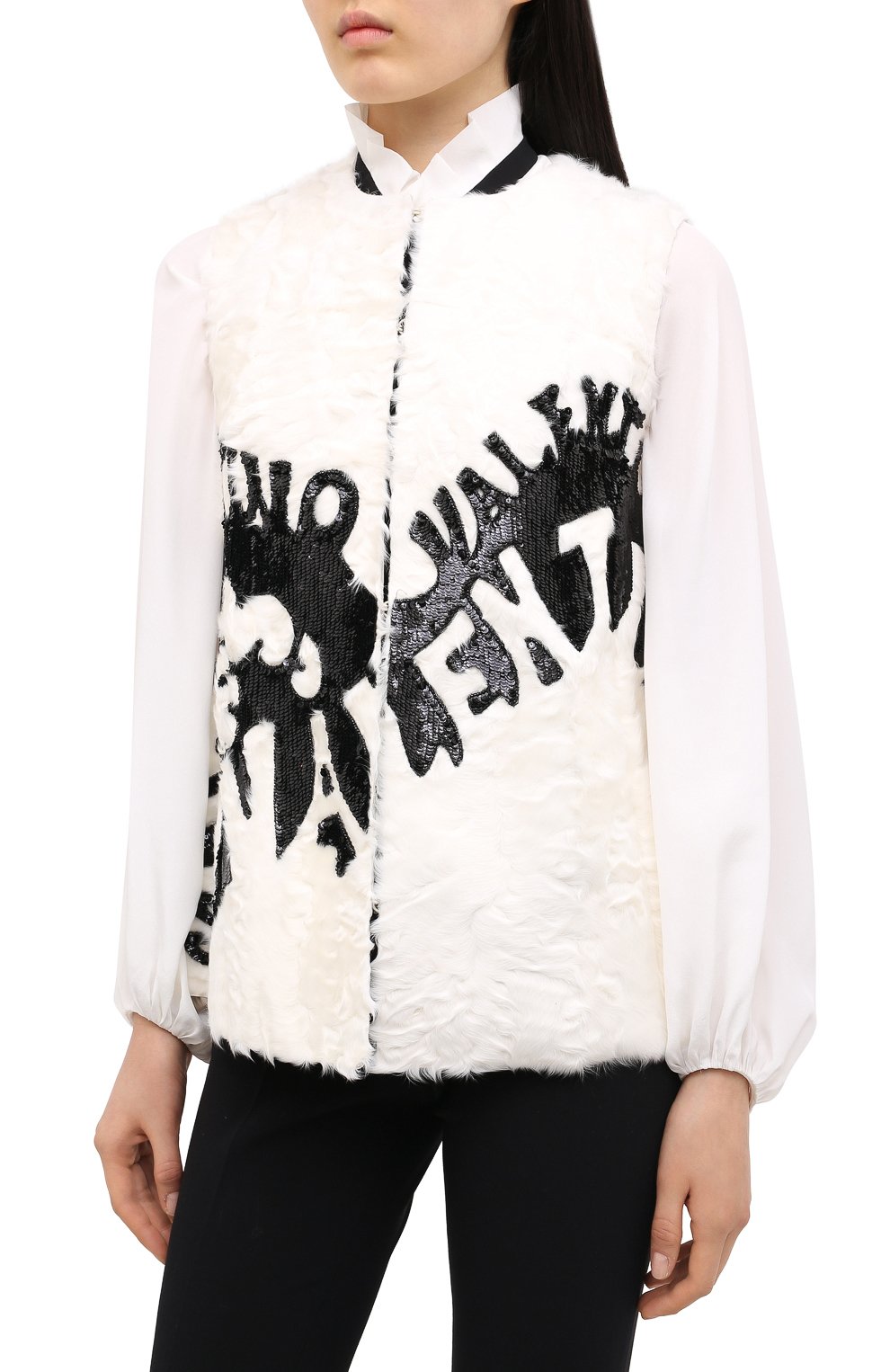 Меховой жилет VALENTINO черно-белого цвета по цене 1435000 руб., арт. QF2FC202CRF, фото 3 Меховой жилет VALENTINO, арт. QF2FC202CRF, фото 3