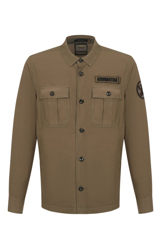 Хлопковая куртка-рубашка Aeronautica Militare 251AC032CT3505 Хаки 251AC032CT3505