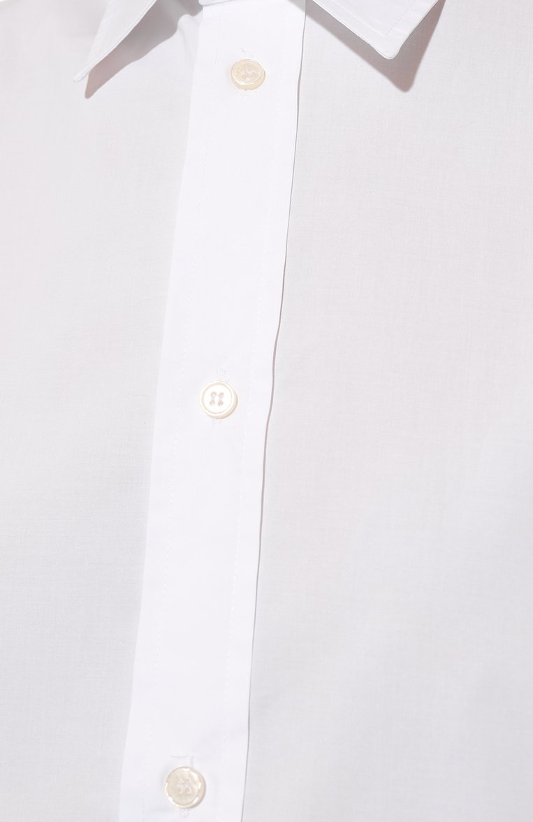 Женская хлопковая рубашка PLAN C бело�го цвета, арт. CMCAD01KB0/TC100 | Фото 5 (Рукава: Длинные; Принт: Без принта; Женское Кросс-КТ: Рубашка-одежда; Длина (для топов): Удлиненные; Материал сплава: Проставлено; Материал внешний: Хлопок; Драгоценные камни: Проставлено; Стили: Кэжуэл)