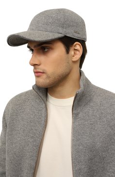 Мужская кашемировая бейсболка ZEGNA серого цвета, арт. Z6I12HA6/B6S | Фото 2 (Материал: Шерсть, Текстиль, Кашемир; Нос: Не проставлено; Материал сплава: Проставлено)