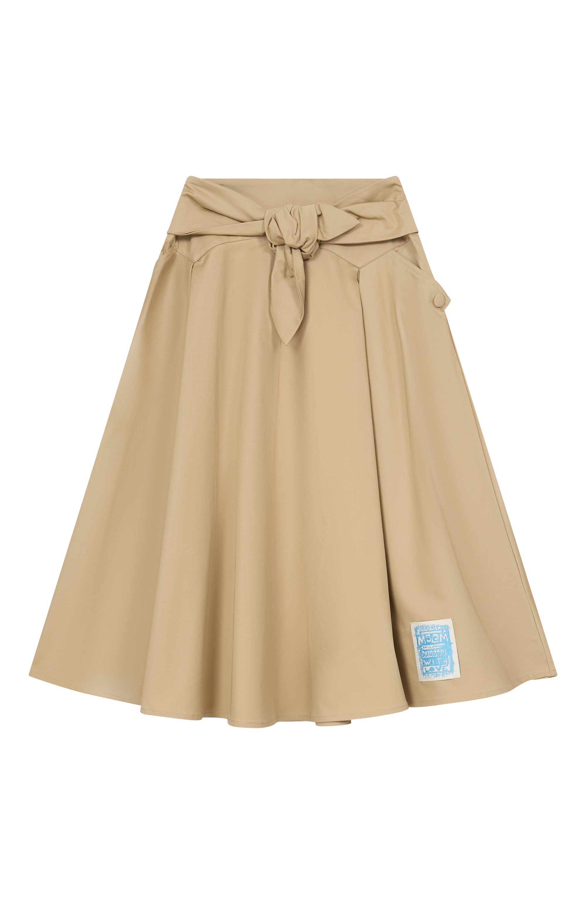 Хлопковая юбка MSGM KIDS бежевого цвета по цене 19800 руб., арт. S6MSJGSK131, фото 1 Хлопковая юбка MSGM KIDS, арт. S6MSJGSK131, фото 1